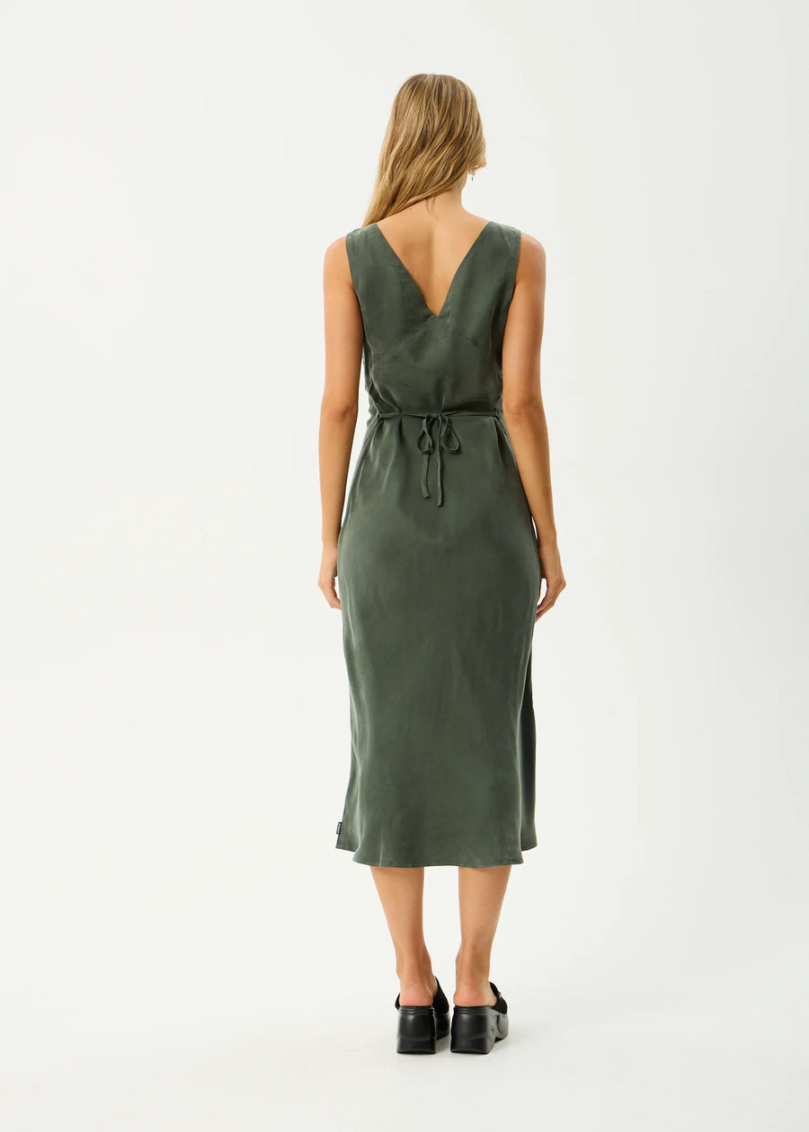Gia Cupro Maxi Dress Deep Green