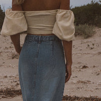 Back Split Maxi Skirt Denim