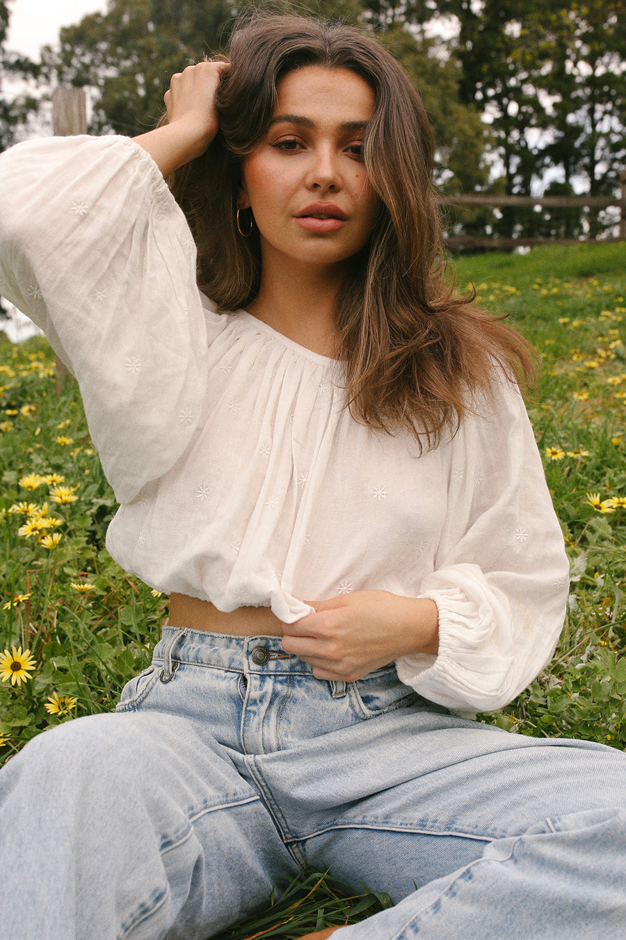 Poppy Cropped Blouse White