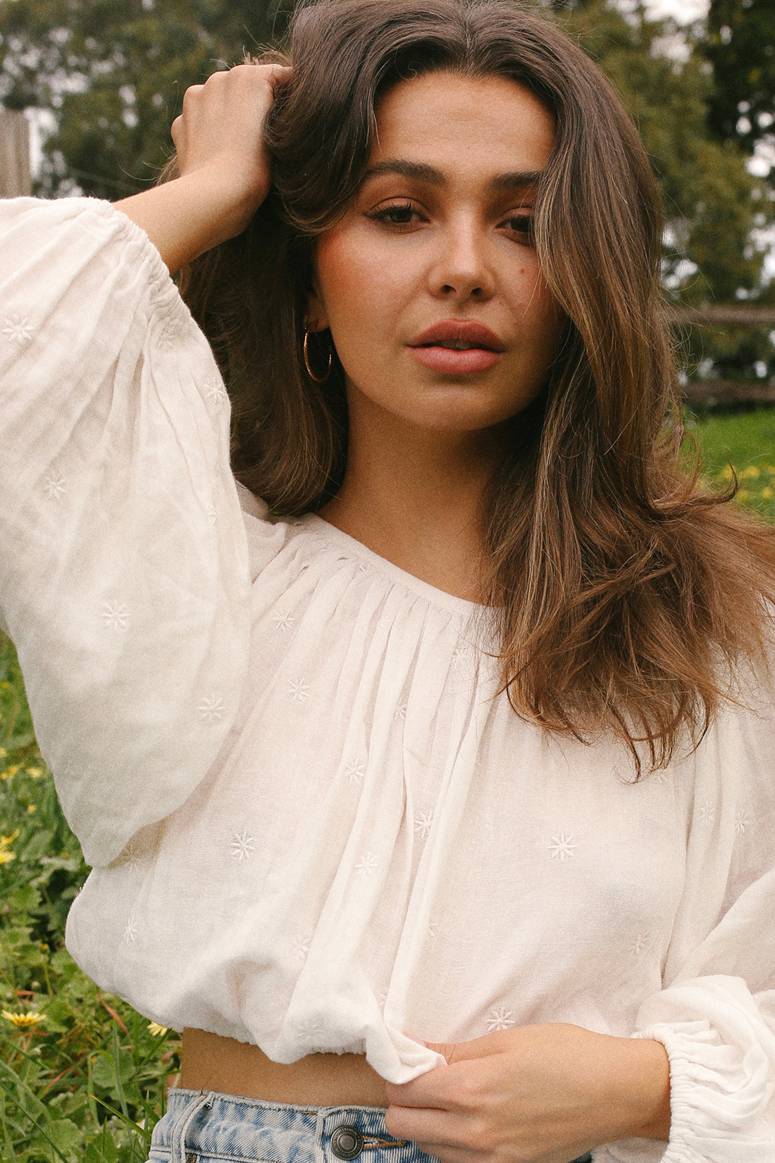 Poppy Cropped Blouse White