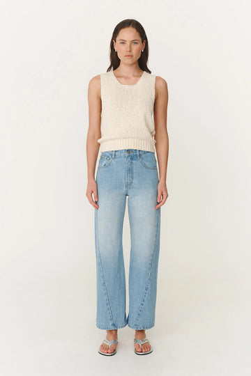 Percy Curve Seam Jeans Faded Blue