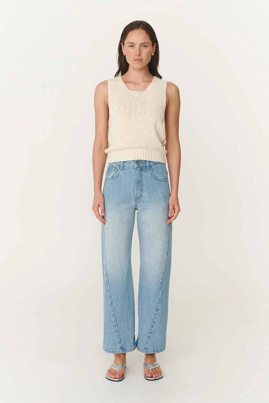 Percy Curve Seam Jeans Faded Blue