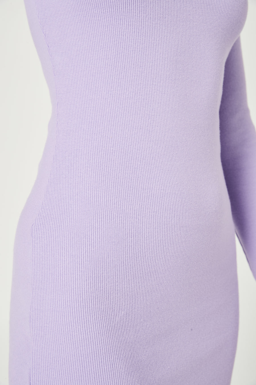 RIBBED SPLIT SLEEVE DRESS LILAC