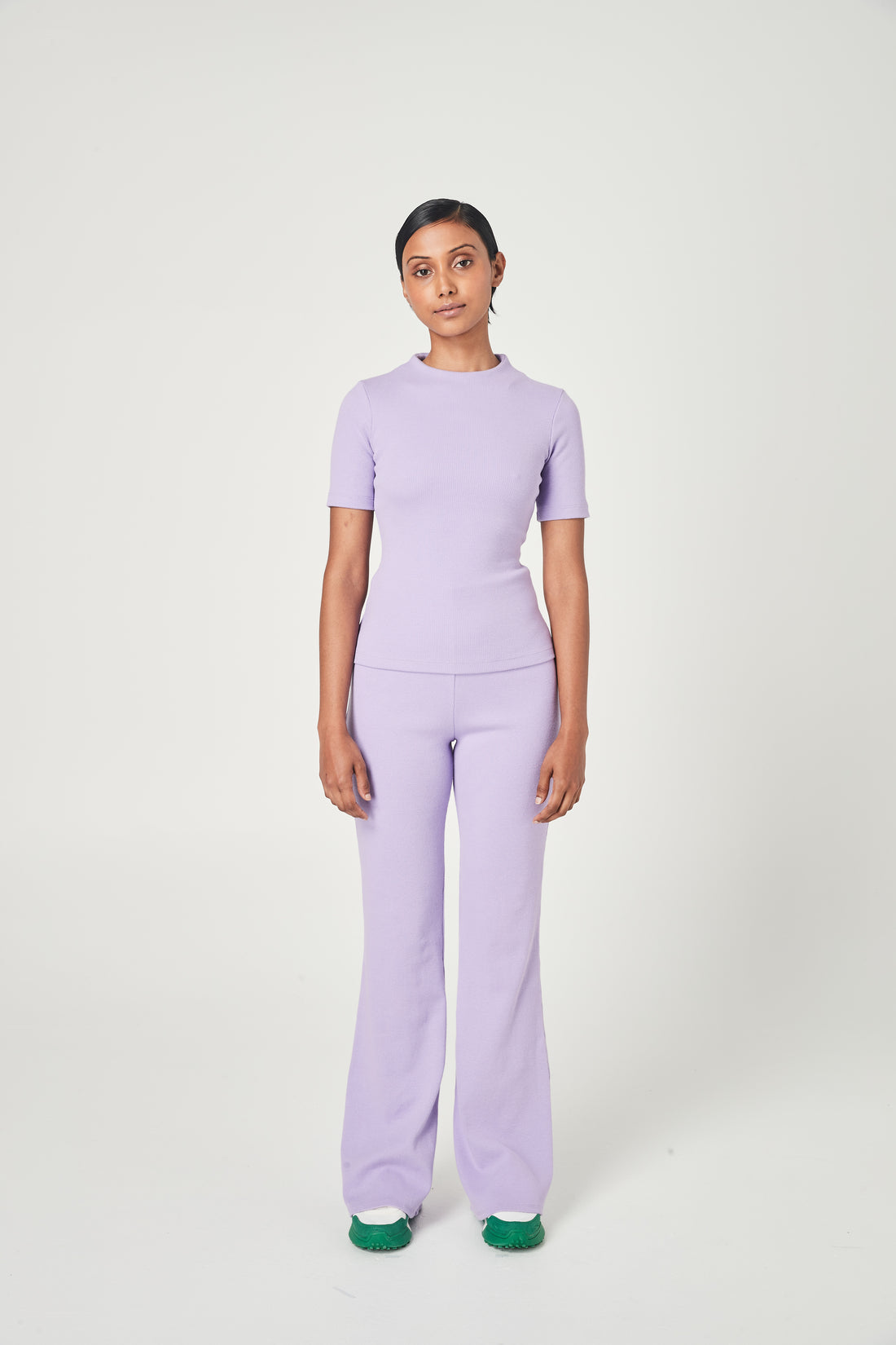RIBBED HIGH NECK TOP LILAC