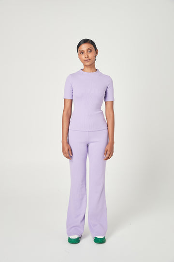 RIBBED HIGH NECK TOP LILAC