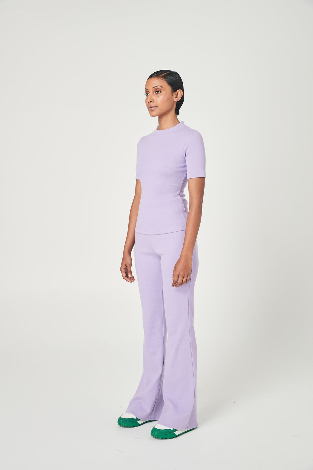 RIBBED HIGH NECK TOP LILAC