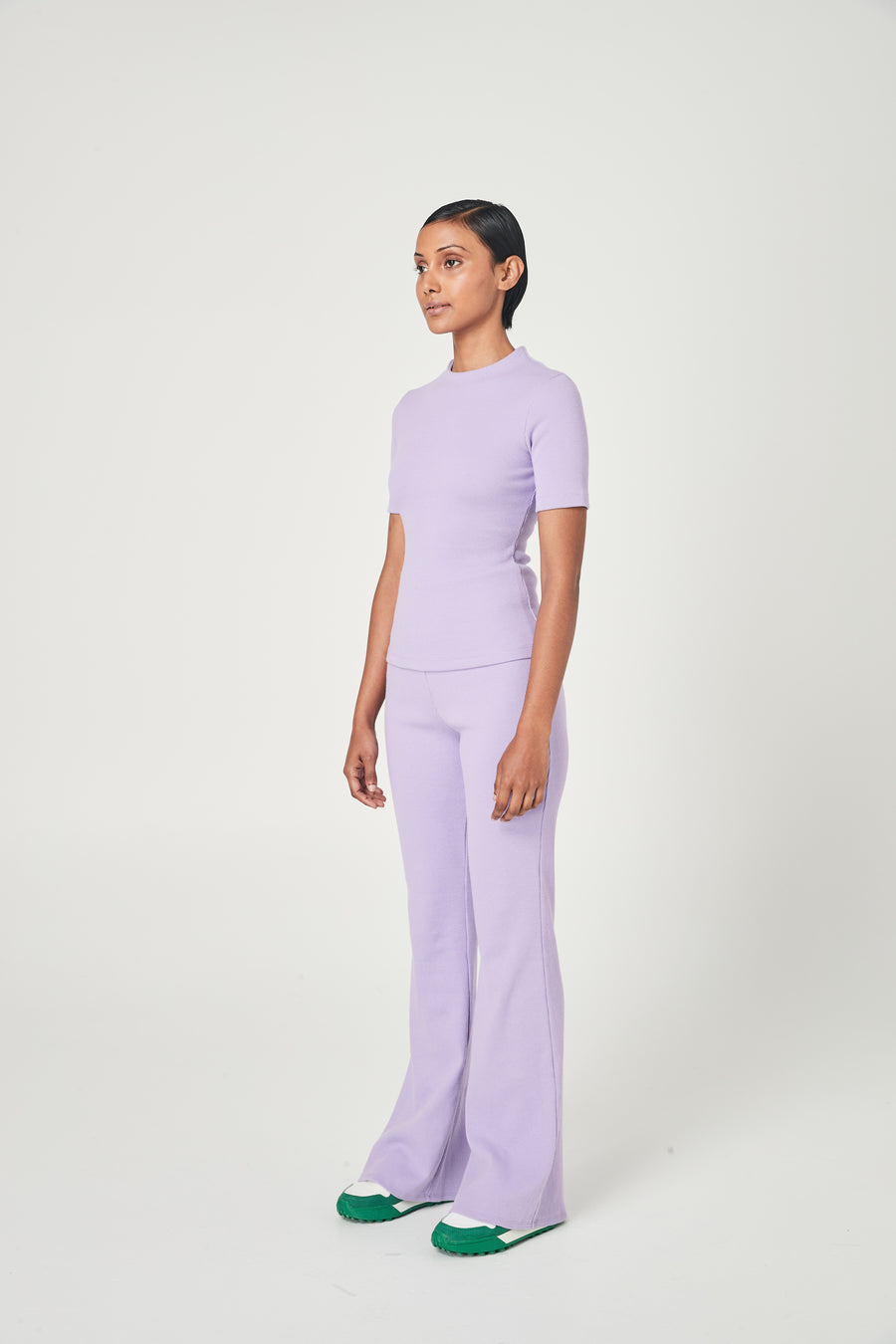 RIBBED HIGH NECK TOP LILAC