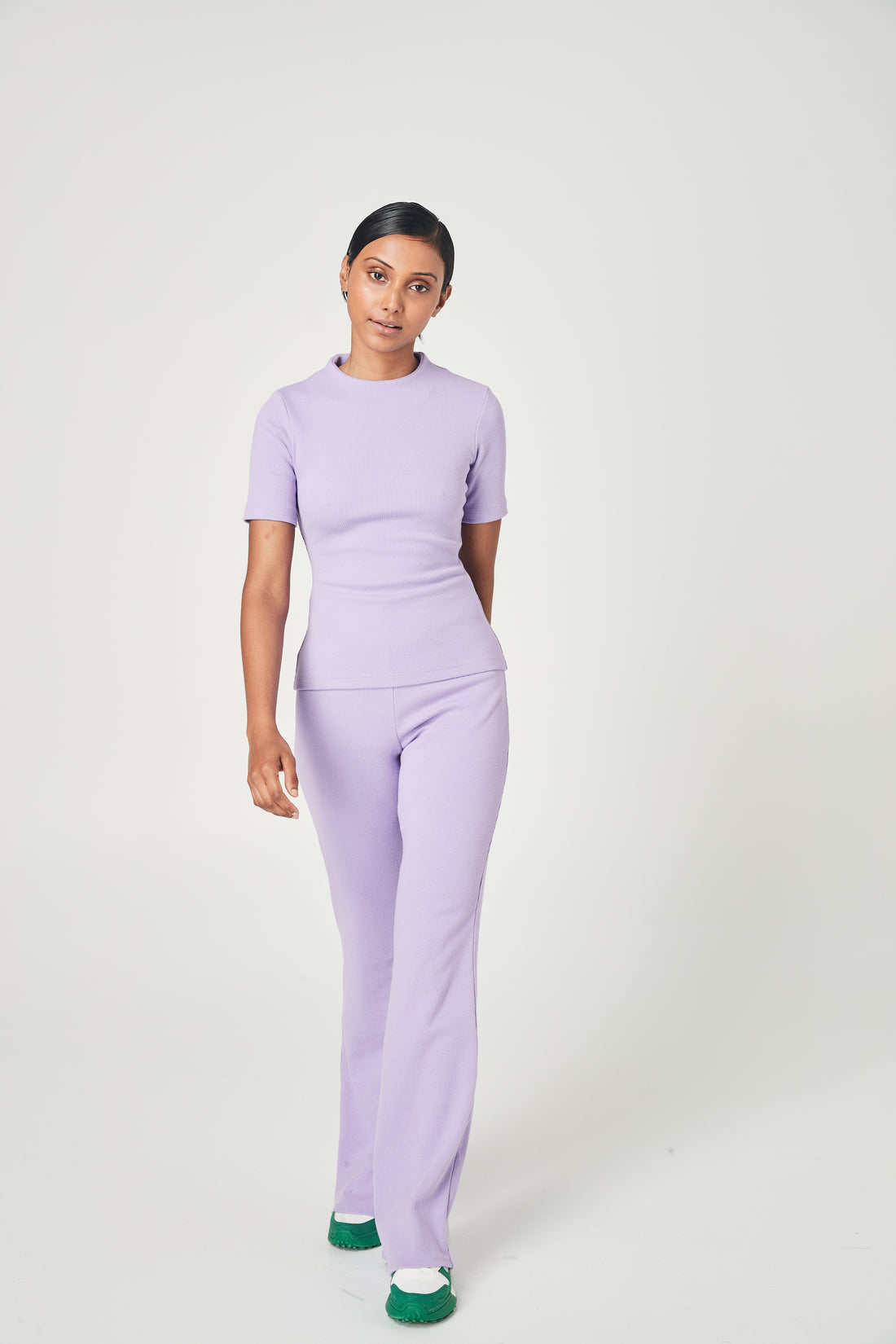 RIBBED HIGH NECK TOP LILAC