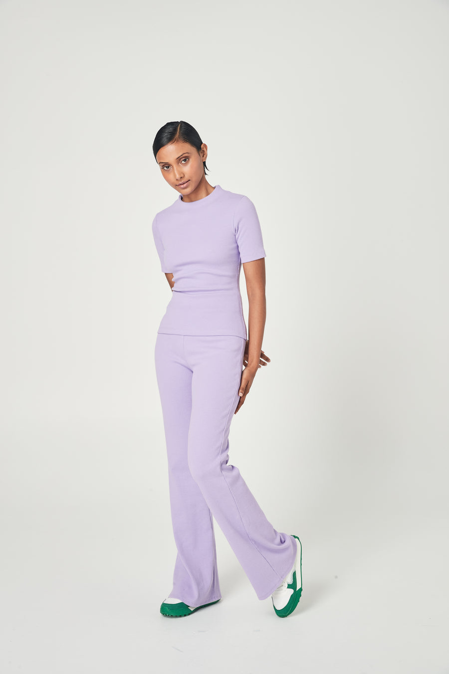 RIBBED HIGH NECK TOP LILAC