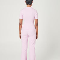 RIBBED HIGH NECK TOP PALE PINK