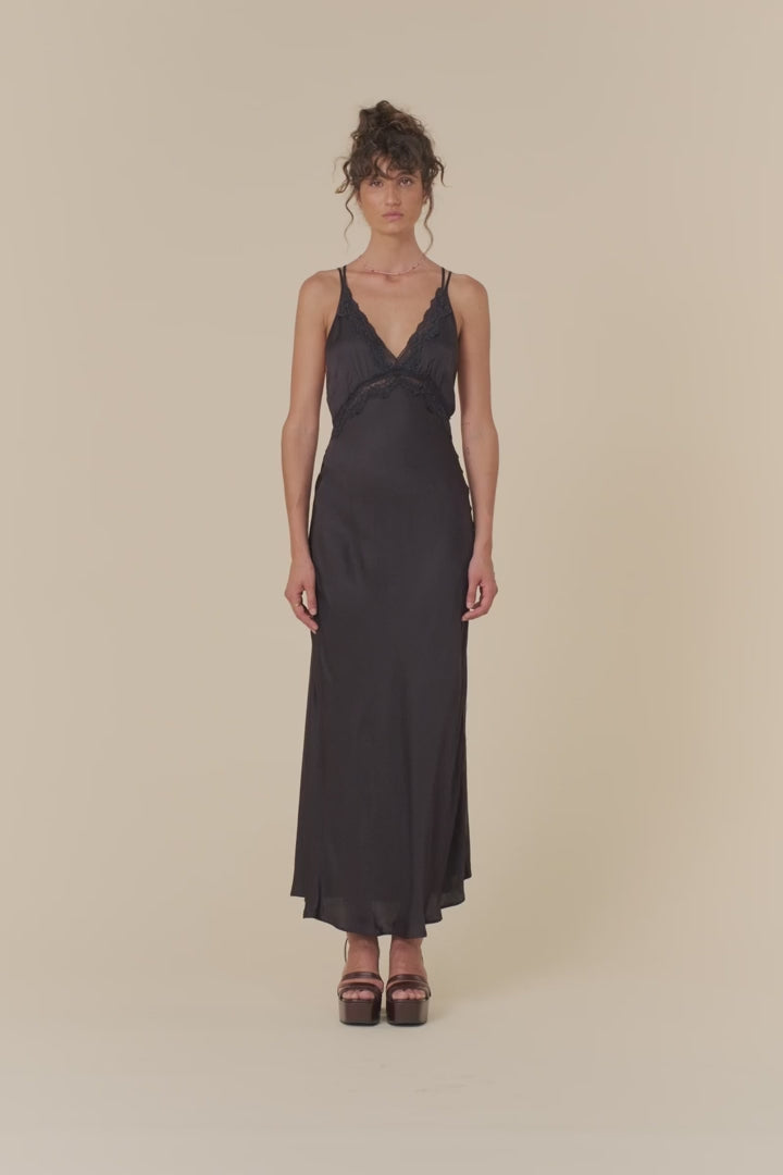 BOUDOIR SLIP DRESS NOIR