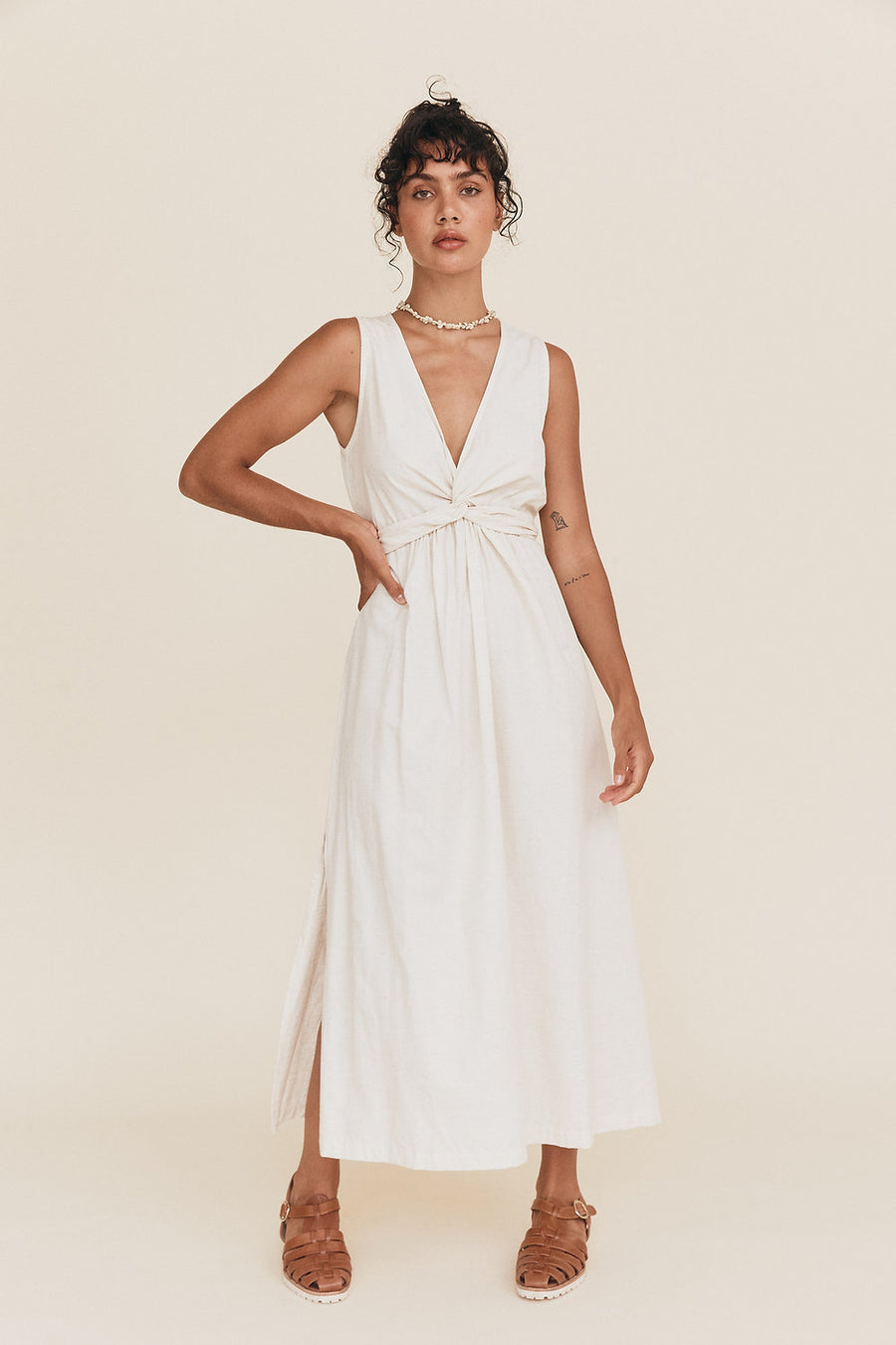 HARPER WRAP DRESS CREAM