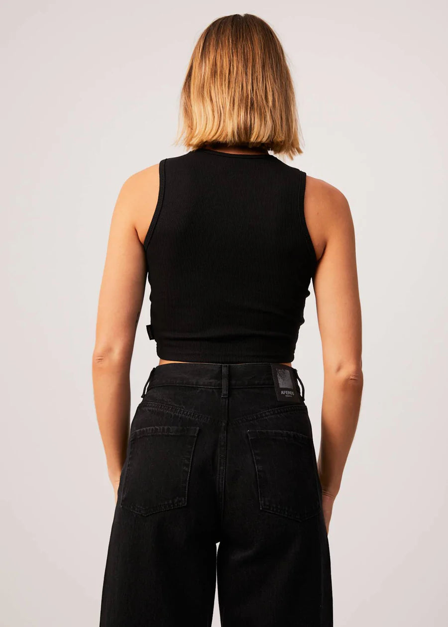 DALSTON HEMP RIBBED TANK BLACK