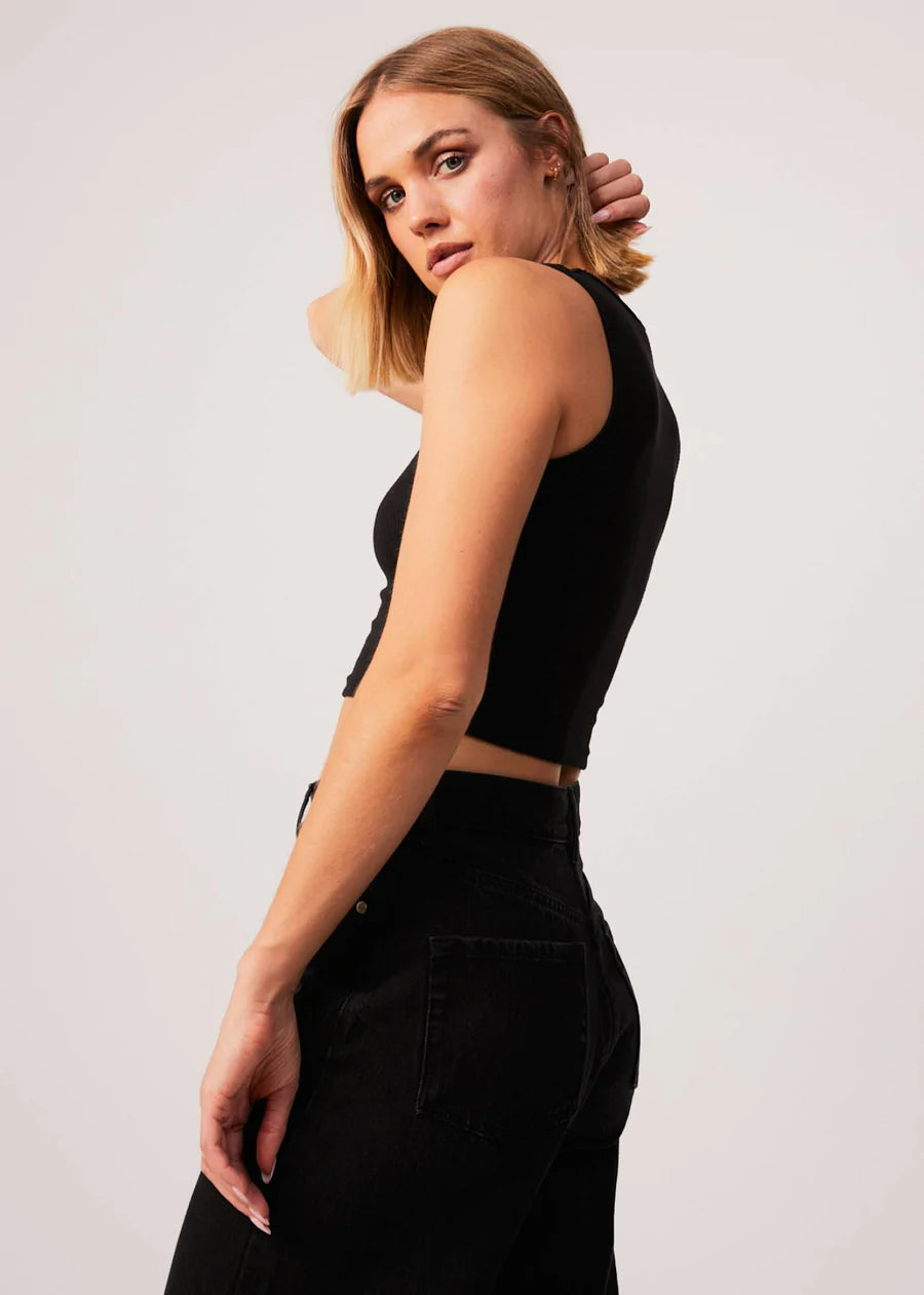 DALSTON HEMP RIBBED TANK BLACK