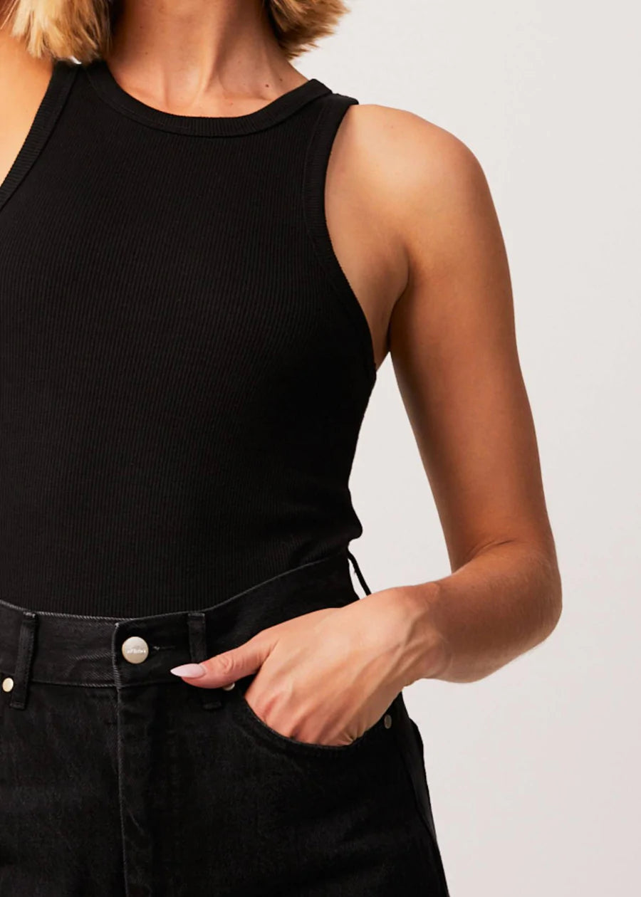 LYDIA HEMP RIBBED SINGLET BLACK
