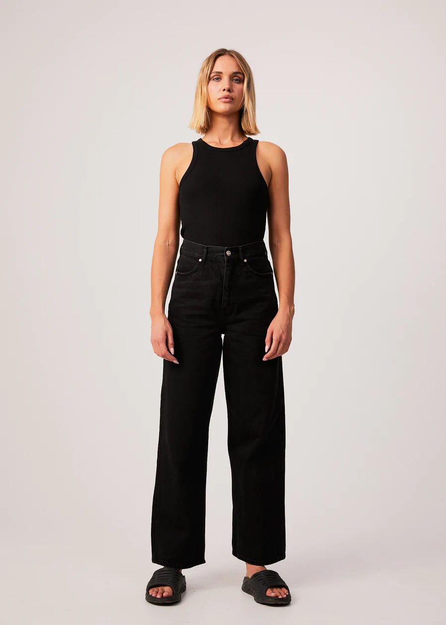LYDIA HEMP RIBBED SINGLET BLACK