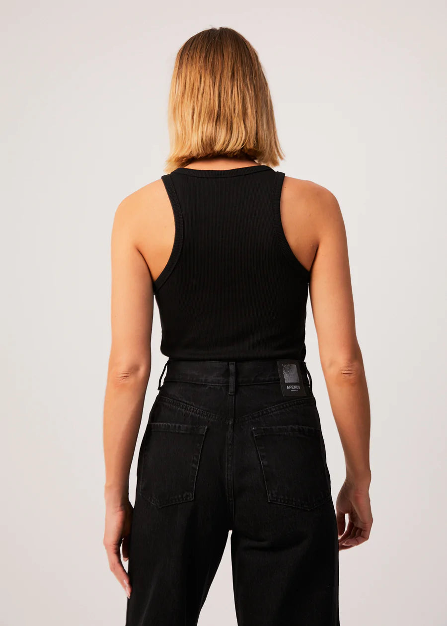 LYDIA HEMP RIBBED SINGLET BLACK