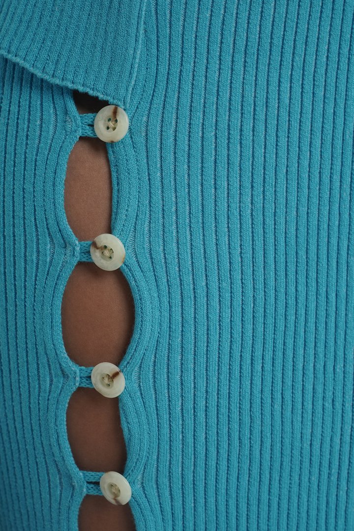 BUTTON UP KICK SKIRT AQUA