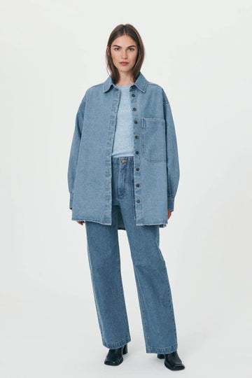 CLANCY ORGANIC OVERSIZED JACKET FADED DENIM