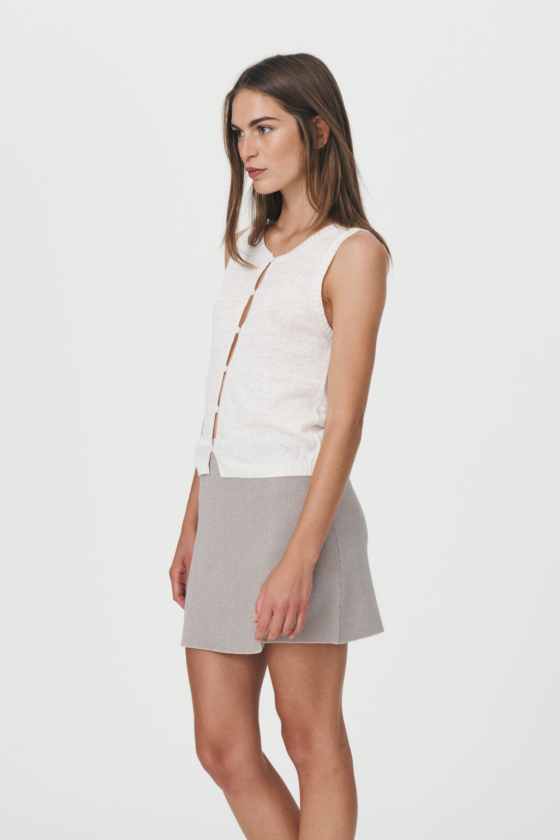 DORIS KNIT MINI SKIRT SILVER