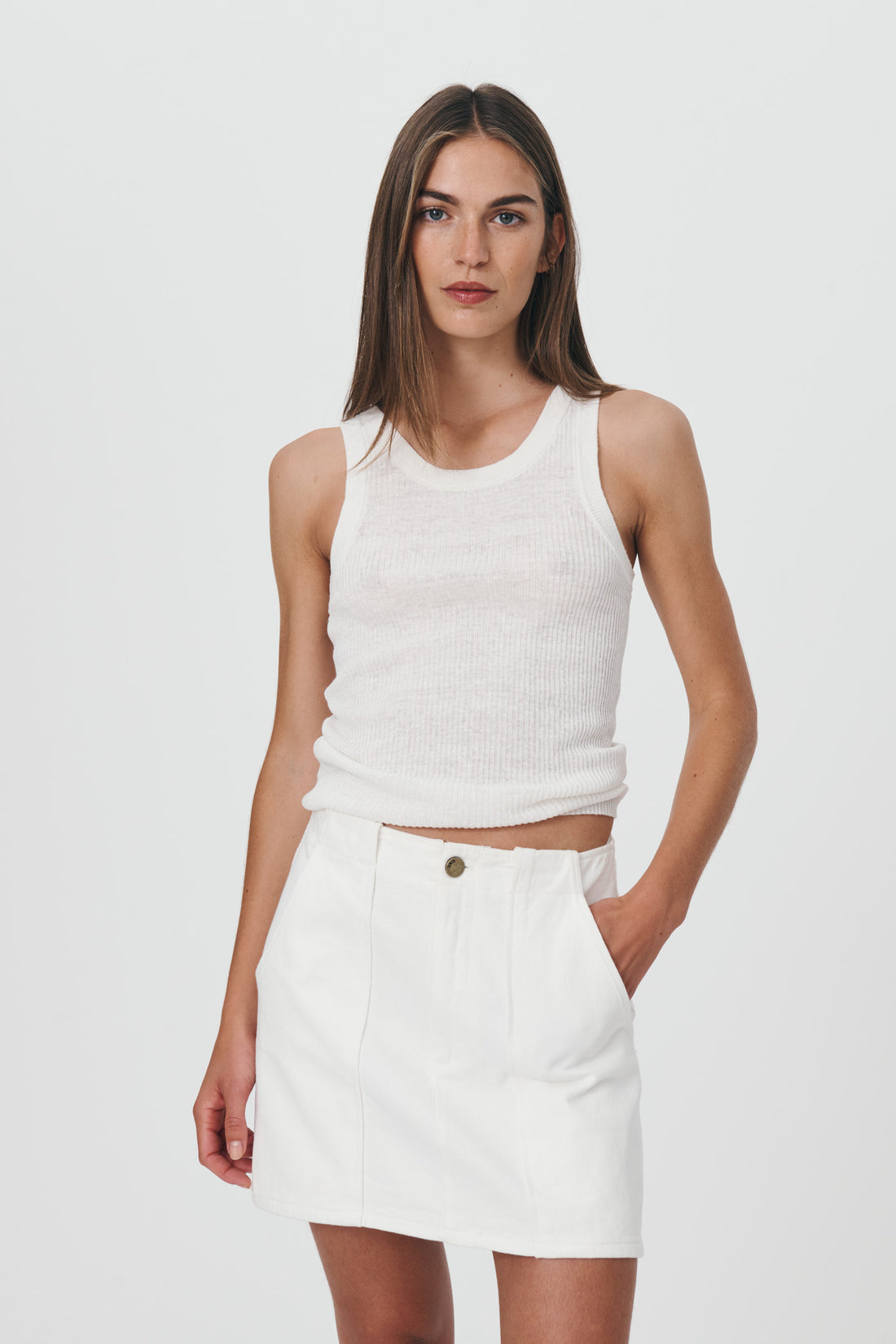 GRACE ORGANIC MINI SKIRT BONE