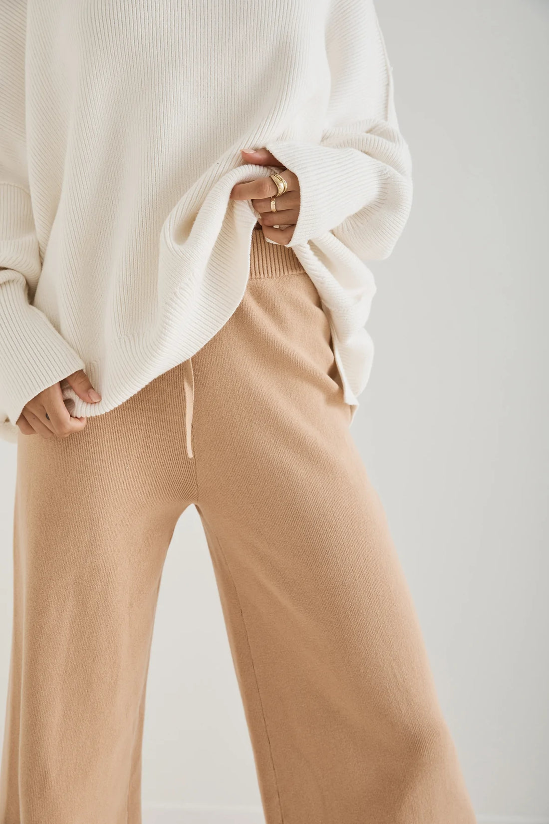 HARRIET ORGANIC KNIT PANTS HONEY