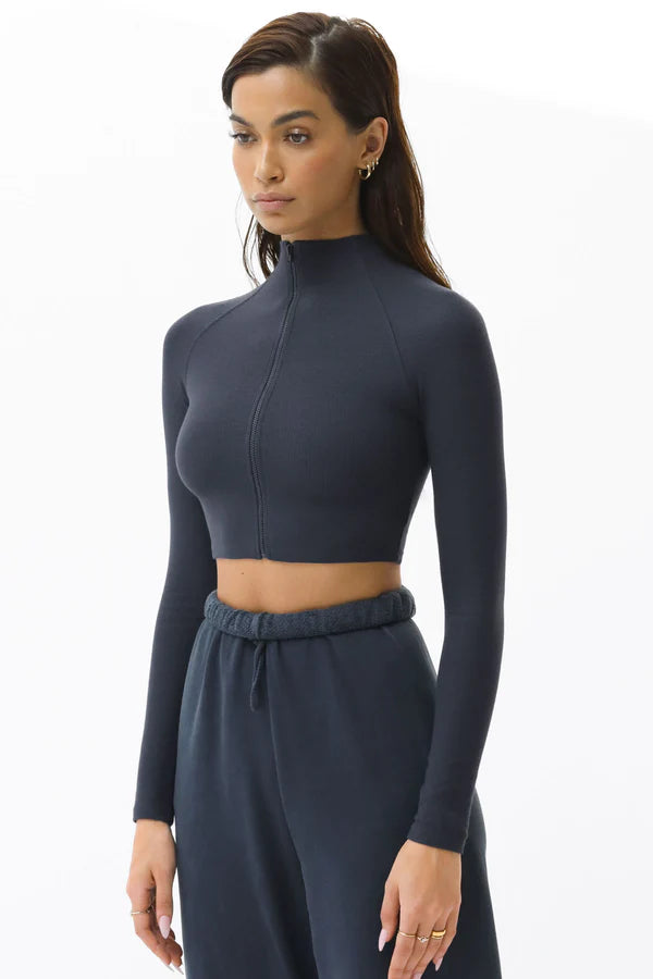 CROP ZIP LONG SLEEVE NAVY