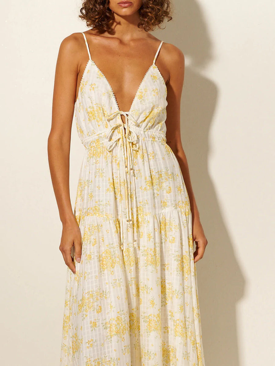 CLAUDIA STRAPPY MAXI DRESS YELLOW DITSY