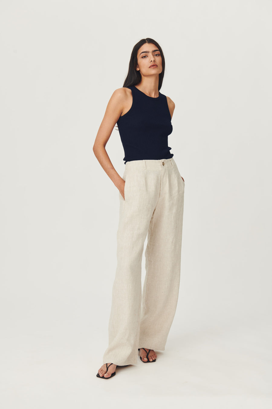SKY STRAIGHT LINEN PANTS