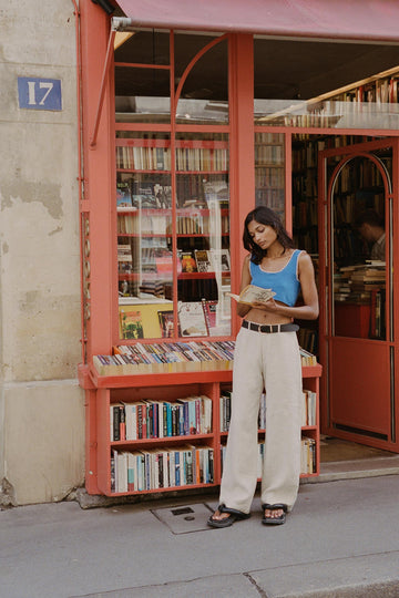 SKY STRAIGHT LINEN PANTS