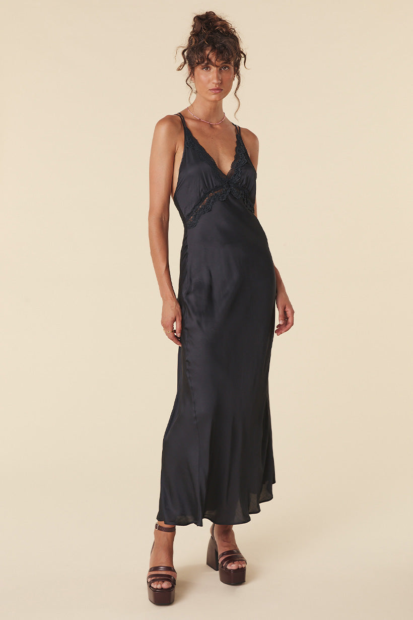 BOUDOIR SLIP DRESS NOIR