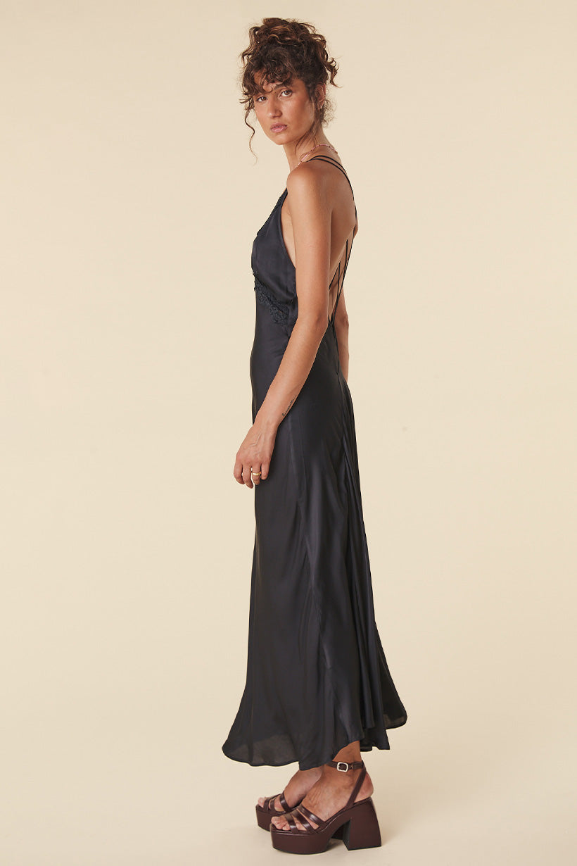 BOUDOIR SLIP DRESS NOIR