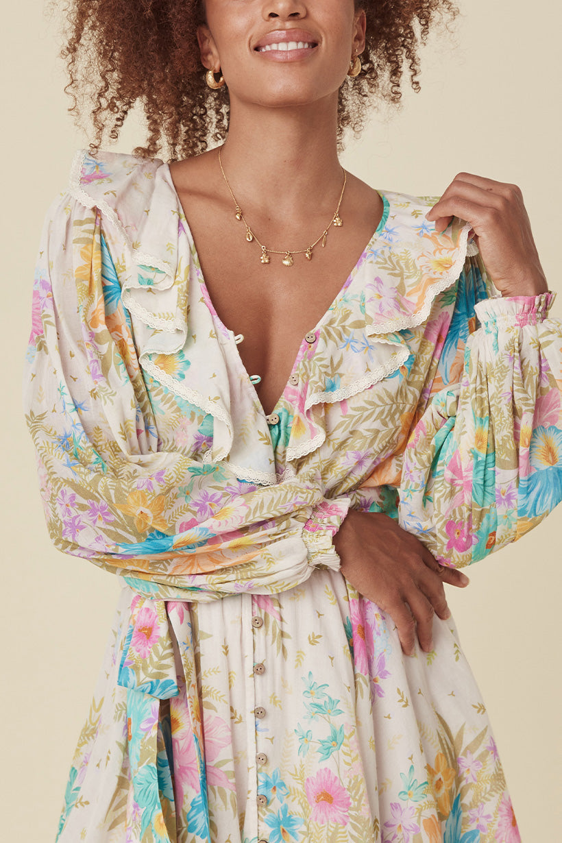 LEI LEI FRILL PLAYDRESS CREAM FLORAL