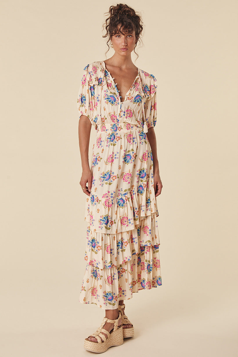 SOLSTICE RUFFLE GOWN CREAM