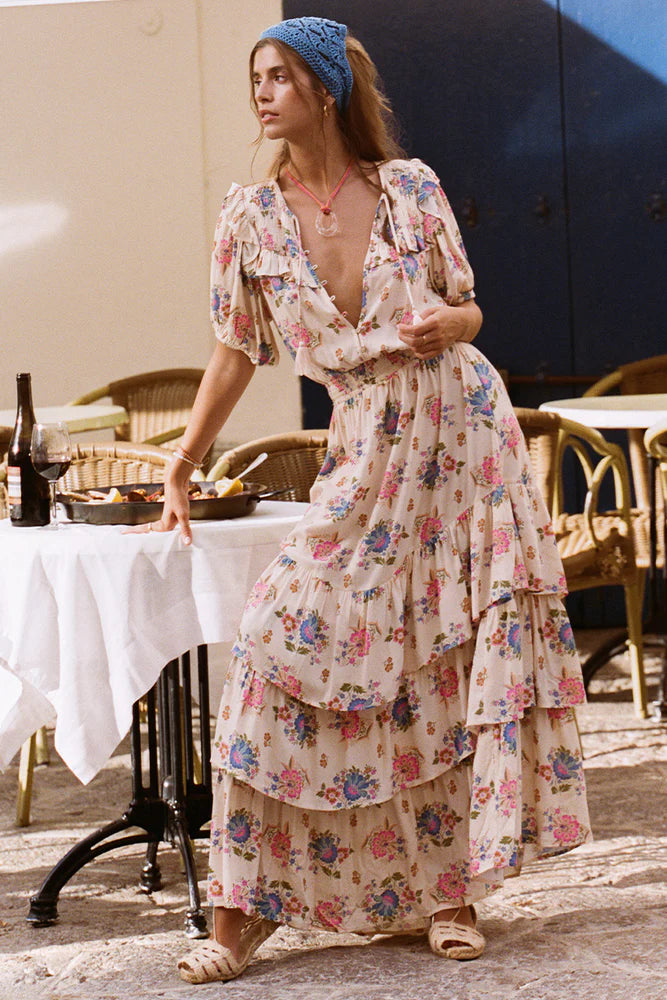 SOLSTICE RUFFLE GOWN CREAM
