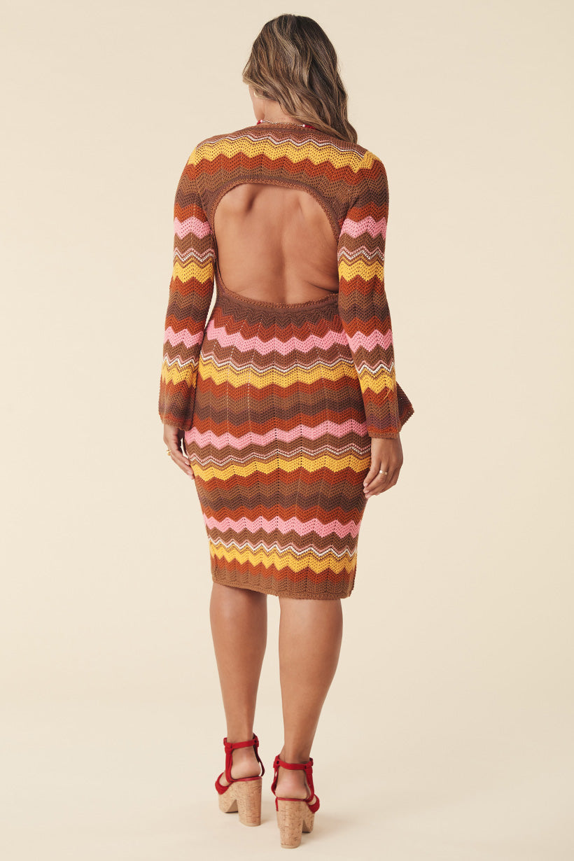 ZIGGY CROCHET MIDI DRESS GINGER