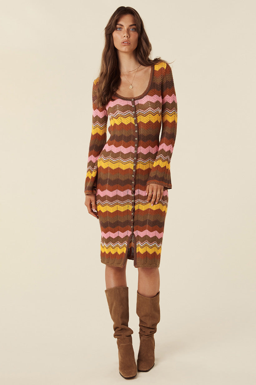 ZIGGY CROCHET MIDI DRESS GINGER