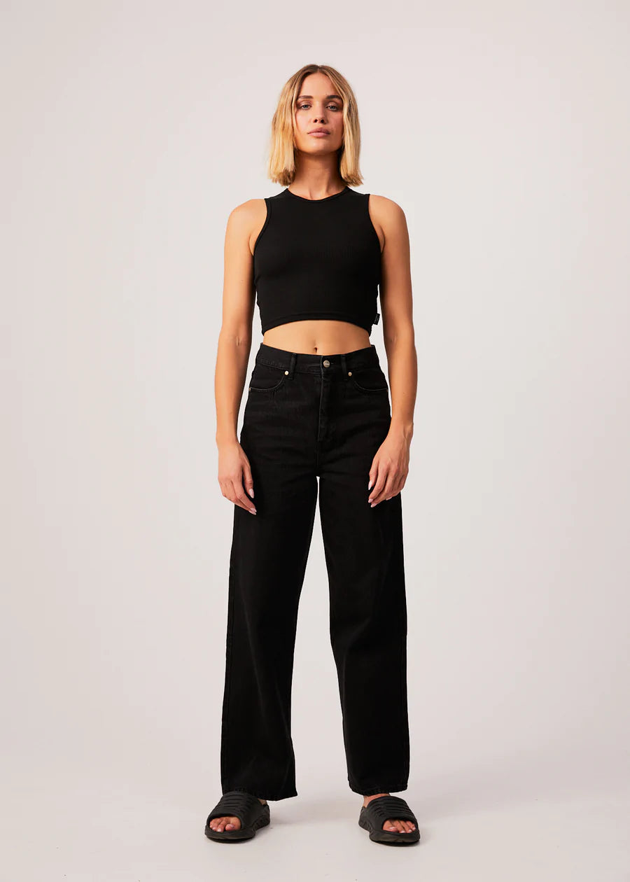 DALSTON HEMP RIBBED TANK BLACK