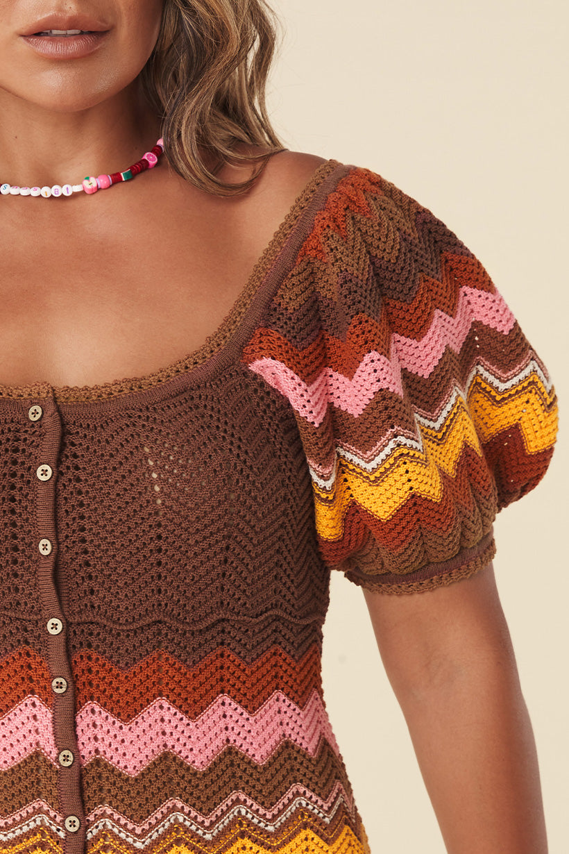 ZIGGY CROCHET MINI DRESS GINGER