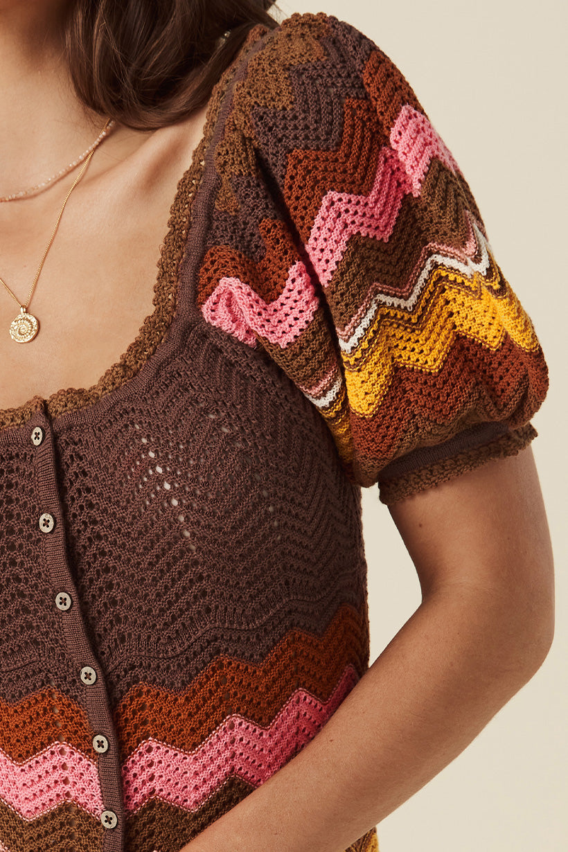 ZIGGY CROCHET MINI DRESS GINGER